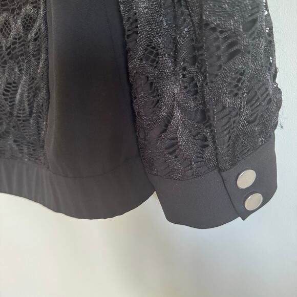 Cache Womens Black Lace Bomber Zip Up Jacket Lightweight Size 4 Small Rare - Picture 4 of 9